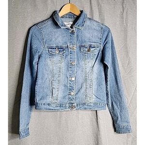 Beta House Womens Medium Wash Denim Trucker Jacket Stretch Blue Size M Y901J